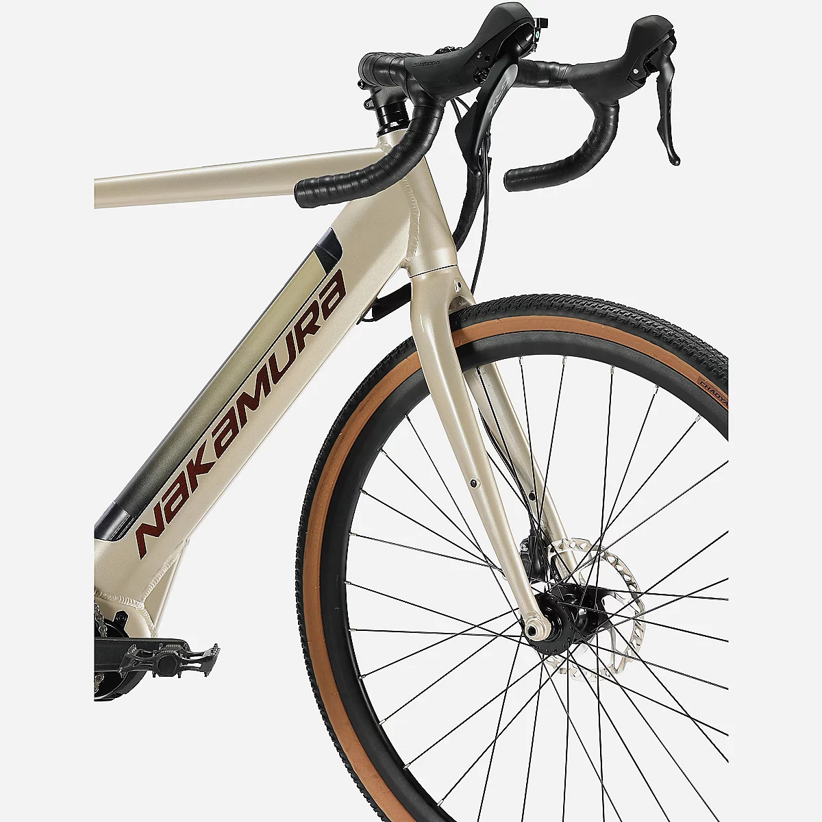 Vélo gravel adulte E-ALLROAD beige – Image 5